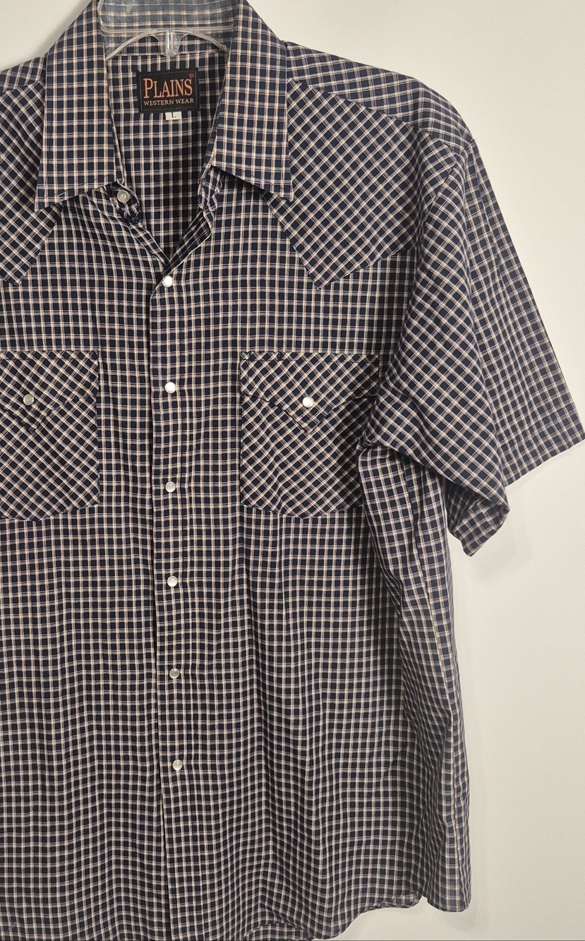 Classic Plains Western Wear western pearl snap short sleeve shirt in men’s Large